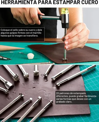 Vista 4 de Nicpro Kit de herramientas de cuero de 85 piezas Kit de herramientas de trabajo de cuero con bolsa de almacenamiento personalizada, kit