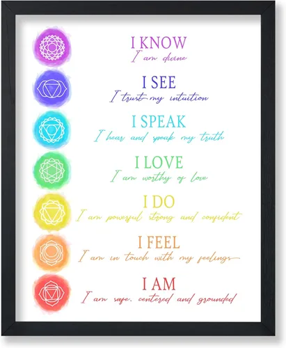 Vista 9 de Poster Master Póster de ilustración – 7 afirmaciones de chakras, yoga, meditación, curación, acuarela, regalo para artista, amigo, impresión