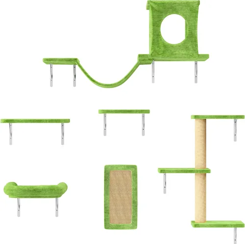 Vista 16 de NUNU LAB Estantes de muro para gatos, juego de 6 piezas de lujo montado en la pared, muebles para gatos interiores con 1 casa tipo condominio, 2