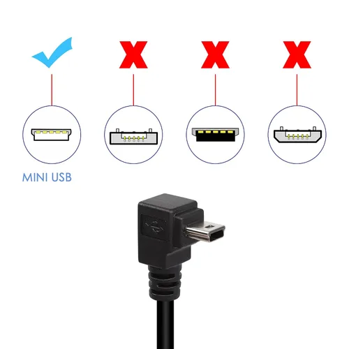 Vista 3 de QIANRENON Cable de extensión mini USB en ángulo de 90 grados, impermeable, mini USB de 5 pines, ángulo recto, macho a hembra, cable de montaje