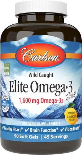 Vista 11 de Carlson Elite Omega-3 Gems 1600 mg de ácidos grasos Omega 3, incluyendo EPA y DHA, aceite de pescado noruego capturado en la naturaleza, suplemento