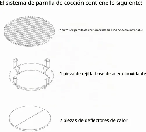 Vista 4 de Sistema de cocción Only Fire apto para Big Green Egg grande, Kamado Joe Classic, Large Grill Dome y otras parrillas Kamado
