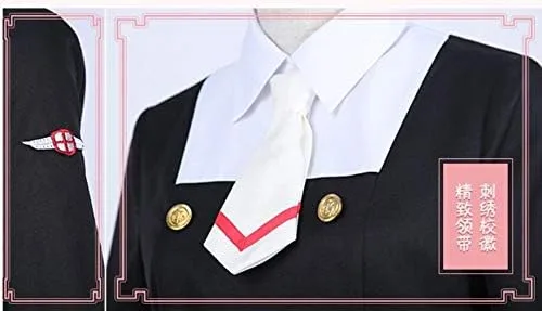 Vista 8 de Anime Cosplay Card Captor Sakura Cos uniforme japonés Daily Woman Niñas Kinomoto Sakura Cosplay traje Top+falda + corbata + calcetines (S)