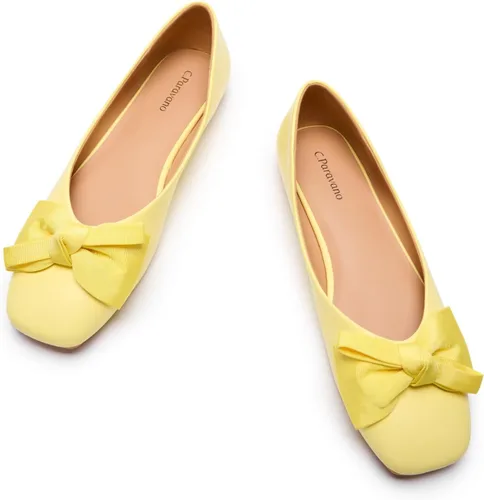 Vista 10 de C.Paravano Zapatos de Ballet para Mujer Zapatos Planos con Punta Cuadrada Zapatos Mary Jane Zapatos de Diseño para Mujer Negro Nueva Patente