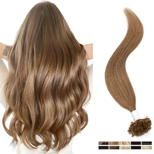 Vista 7 de Elailite Extensiones de cabello humano con punta en U V3.0, cabello real unido con queratina, 16 pulgadas, pegamento de fusión de calor, 100% sin