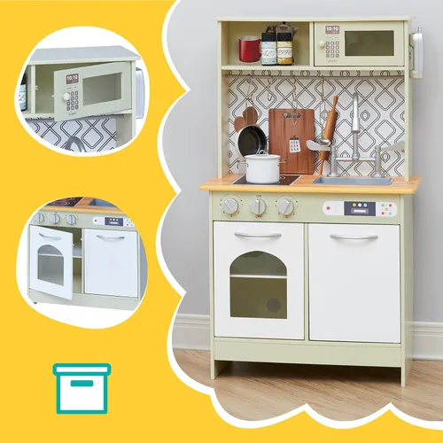 Vista 5 de Teamson Kids - Little Chef Boston Modern Play Kitchen - Verde oliva/Blanco 22.25 x 12 x 37.5 pulgadas