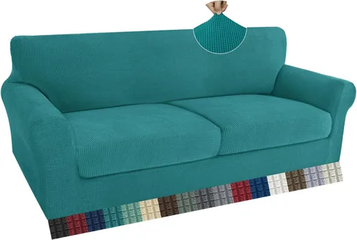 Vista 49 de ZNSAYOTX 2 fundas para sillas con brazos para sala de estar, súper suave, con funda de cojín de asiento, gruesa, duradera, mezcla de elastano, alta