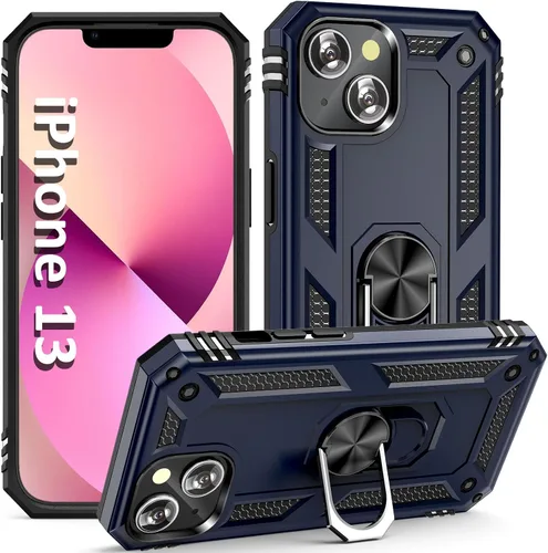 Vista 25 de ADDIT Funda para iPhone 13 Mini iPhone 13 Mini, con soporte de anillo, soporte magnético para automóvil, grado militar, resistente, para iPhone 13