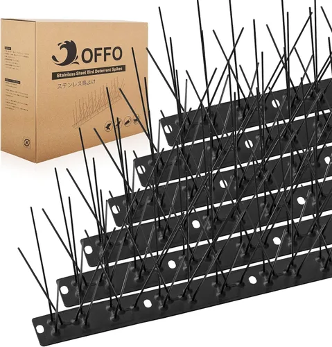 Vista 9 de OFFO Púas para pájaros, púas de paloma de acero inoxidable 304 premontadas para exterior, cubren 10.8 pies, fácil instalación para techo, balcón