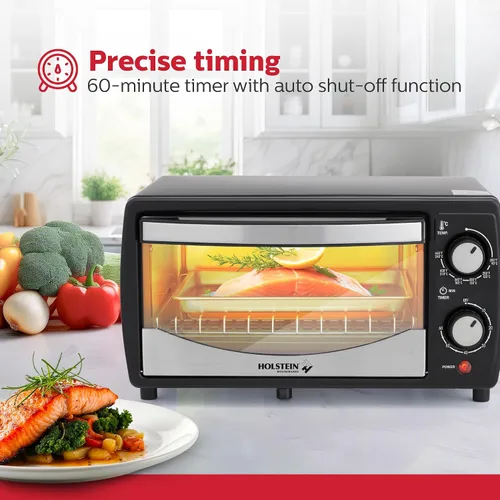 Vista 3 de Holstein Housewares Horno Tostador de Mostrador de 4 Rebanadas con Temporizador de 60 Minutos Incluye Bandeja y Rejilla de Alambre, Perfecto
