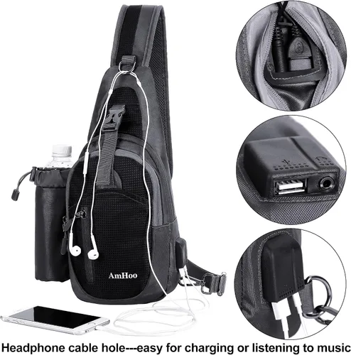 Vista 3 de AmHoo Sling Backpack Chest Shoudler Crossbody Bag Water Resistant Hiking Daypack