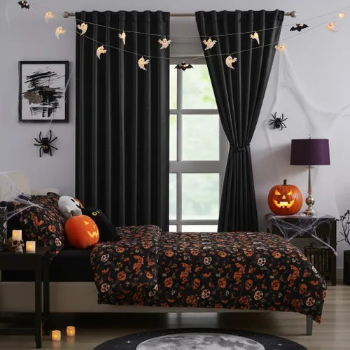 Vista 8 de Bujasso Cortinas de jacquard negras con bolsillo para barra, pestaña trasera y lazos de lujo, cortinas aisladas térmicamente para oscurecer