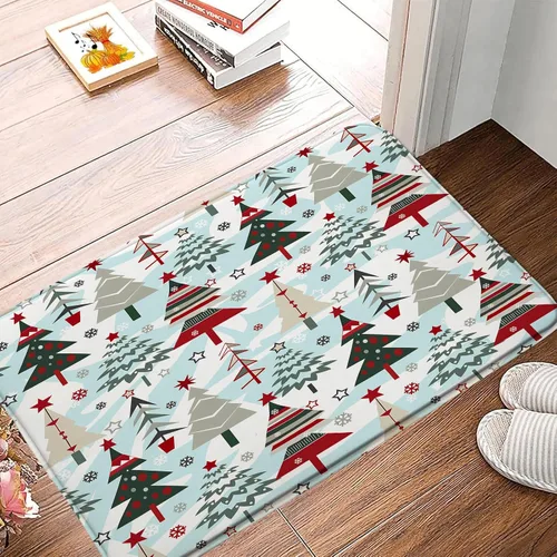Vista 10 de GCTNBJL Juego de 3 alfombrillas de baño para árbol de Navidad, diseño de copo de nieve, rojo, gris, dibujos animados, invierno, vacaciones, baño
