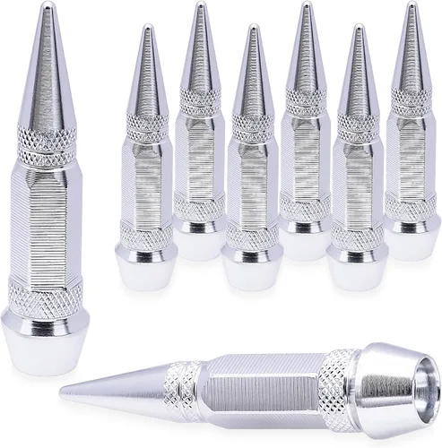Vista 63 de 4 piezas de tapas de válvula de neumático con estilo púas, cubiertas de válvula de neumático universales de aleación de aluminio a prueba de polvo