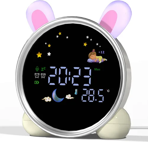 Vista 10 de ANALOI Reloj despertador para niños, reloj despertador Ok to Wake para niños, reloj de luz nocturna para dormitorio, reloj despertador para gatos