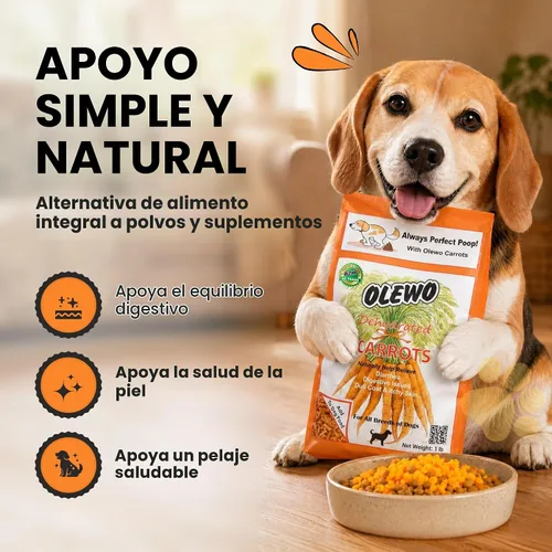 Vista 5 de Deshidratado de Olewo zanahorias suplemento del alimento de perro, tamaño del ensayo, 1 libra