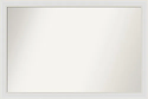 Vista 205 de Amanti Art Espejo de baño blanco para sobre el fregadero, 24 x 26 pulgadas, espejo rectangular blanco y blanco, marco de madera contemporáneo