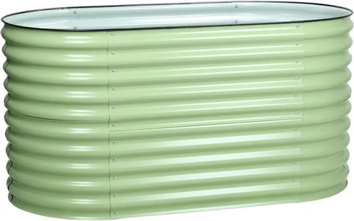 Vista 24 de BPS Cama de jardín elevada de metal, maceta galvanizada de 2.5 pies de diámetro, cajas de jardín elevadas para macetas de flores, verduras y hierbas