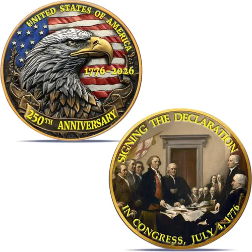 Vista 10 de Medalla Conmemorativa del 250 Aniversario de EE. UU. - Mercancía de América 250 con Águila Americana y Bandera de EE. UU. 250 Años de Libertad