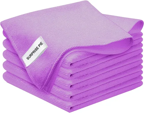 Vista 9 de Paquete de 6 trapos de limpieza absorbentes sin pelusa para casa, cocina, automóvil, vidrio, acero inoxidable, ventana, limpiador de barcos, 12 x 12