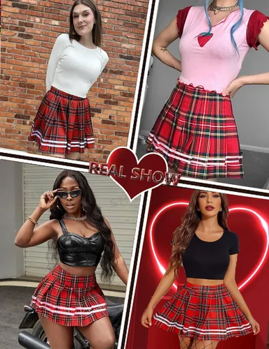 Vista 3 de Avidlove Falda plisada para mujer, uniforme escolar, minifalda plisada para animar