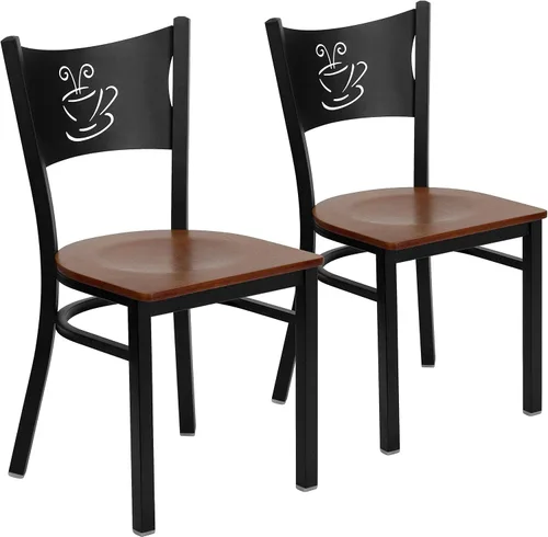 Vista 7 de Flash Furniture HERCULES Series Silla de restaurante de metal con respaldo de café negro - Asiento de vinilo burdeos Asiento de vinilo borgoña/marco
