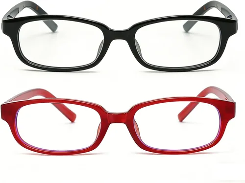 Vista 12 de HJSTES Retro Clear Rectangle Glasses for Women Men Fake Blue Light Blocking Lens Narrow Frame Non Prescription Eyeglasses