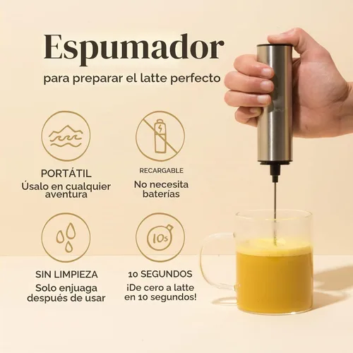 Vista 3 de Clevr Espumador de leche, agitador de mano para café, matcha, chocolate caliente, batido de proteínas, latte, té, batidor de mano recargable