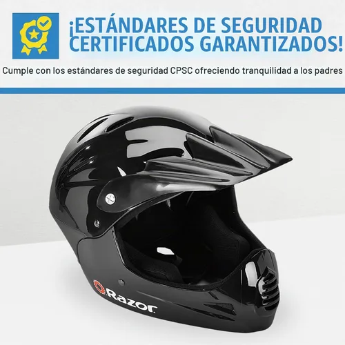 Vista 7 de Razor Casco juvenil de cara completa, carcasa exterior de plástico ligero con correas ajustables para jóvenes jinetes