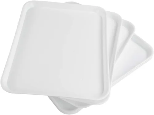Vista 6 de Bandejas de comida rápida, bandeja de plástico para servir, color blanco, juego de 6