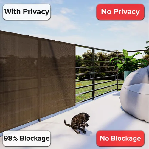 Vista 4 de 2.5' x 10' Malla de Pantalla de Valla de Privacidad para Balcón Protección contra Viento Cubierta Incluye Bridas de Cable para Terraza Apartamento
