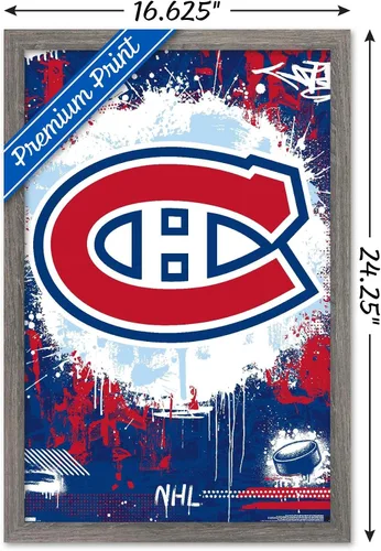 Vista 3 de Trends International NHL Montreal Canadiens - Póster de pared Maximalist Logo 23, 22.4 pulgadas de largo x 14.7 pulgadas, versión enmarcada