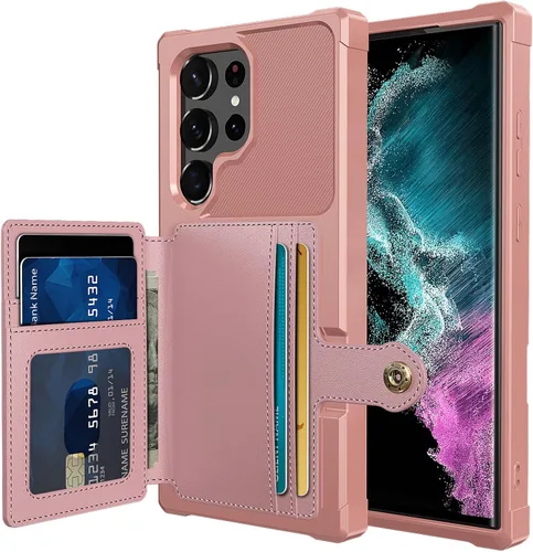 Vista 77 de Funda para Samsung Galaxy S21 Ultra con tarjetero, compatible con soporte magnético para automóvil, resistente a los golpes, resistente, suave, TPU