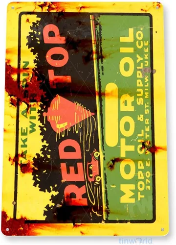 Vista 3 de TIN SIGN B522 - Letrero de metal con diseño de aceite de motor, color rojo