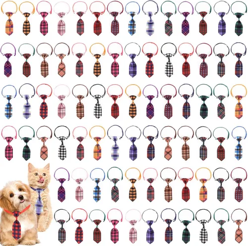 Vista 7 de Segarty Pajaritas para perros a granel, paquete de 40 lazos para perros, collares para cachorros, corbatines ajustables para perros pequeños, Varied