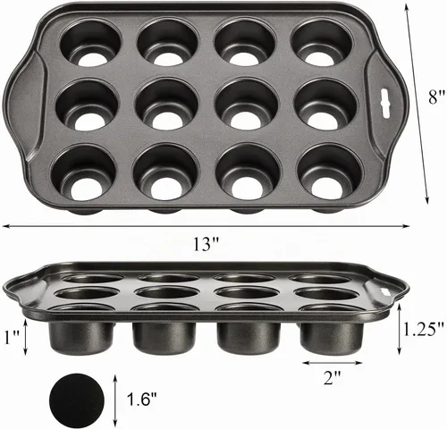 Vista 2 de Tosnail Paquete de 2 mini moldes para tarta de queso de 12 cavidades con parte inferior extraíble