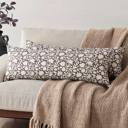 Vista 20 de Foindtower - Juego de 2 fundas de almohada decorativas con flores neutras estilo farmhouse, fundas de almohada boho para sofá, sofá cama