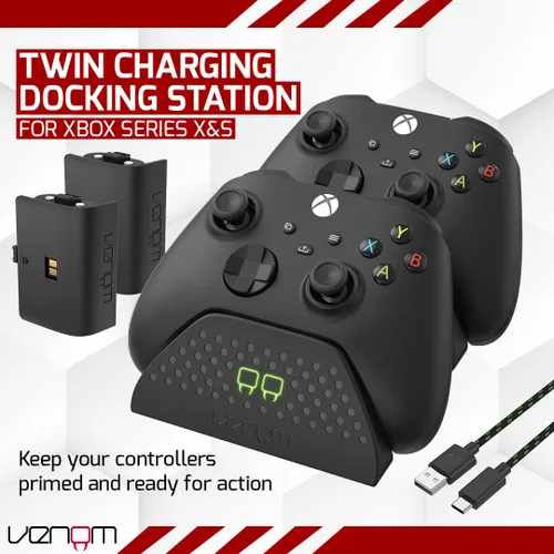 Vista 2 de Venom Twin Charging Dock with 2X Rechargeable Battery Packs - (Xbox Series X and S, Xbox One) - Black