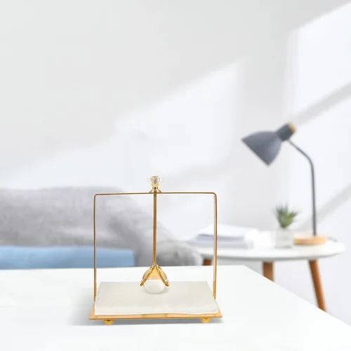 Vista 9 de Unomor Metal Napkin Holder for Table, Rustic Iron Napkin Organizer with Weighted Base, Gold Square Paper Tissue Dispenser for Dining Room and