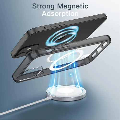Vista 3 de JETech Funda magnética para iPhone 12/12 Pro, color negro Compatible con MagSafe, funda protectora a prueba de golpes, resistente a los arañazos
