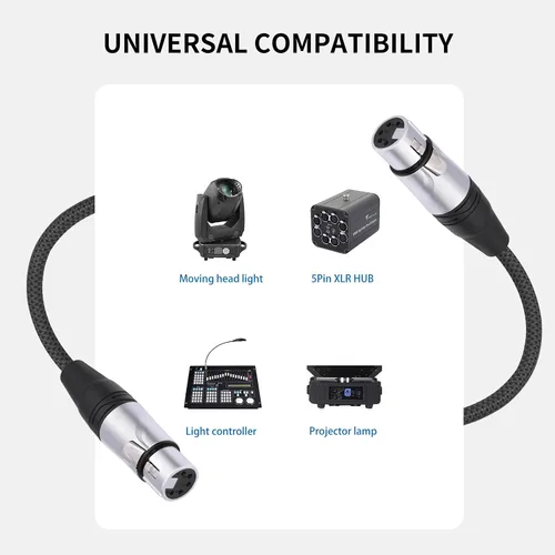 Vista 2 de Adaptador de cable XLR hembra a hembra DMX512 de 1 pie, paquete de 2 unidades, 5 pines