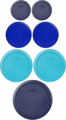 Vista 6 de Pyrex - 7 tapas de repuesto para alimentos con temática de mar profundo, fabricadas en Estados Unidos (1-Cup) Cadet Blue (2-Cup) Dark Blue