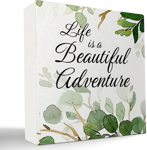 Vista 12 de Decoración de baño de granja verde salvia, letrero de caja de madera con frase "Breathe Quotes", decoración de estantes, artículos pequeños de Unwind