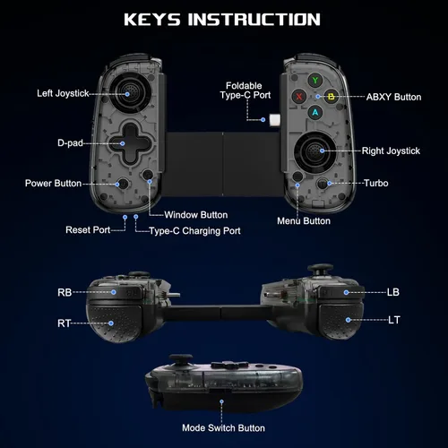 Vista 8 de Mobile Gaming Controller for Android & ALL iPhone Series (Support USB-C & Wireless Connect) Phone Gamepad with Hall Effect Joystick, Turbo, Support