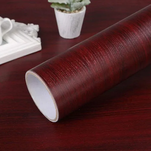Vista 2 de TAOGIFT Papel de contacto de vinilo autoadhesivo de madera de caoba para armarios de cocina, estantes, cajón, encimera, mesa, escritorio, muebles