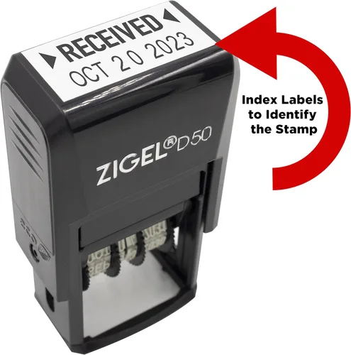 Vista 5 de ZIGEL Sello de Fecha D50 con Completado - Sello de Fecha Autoentintado - Negro