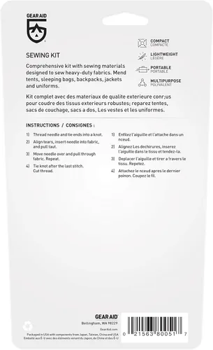 Vista 3 de Gear Aid Kit de costura al aire libre para reparaciones de engranajes con agujas, pasadores de seguridad, botones y desgarrador de costuras