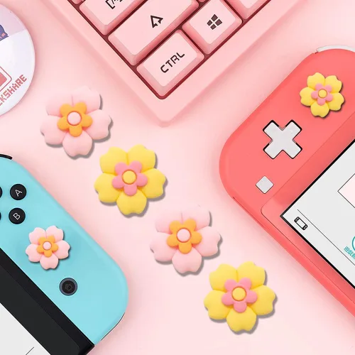 Vista 6 de PERFECTSIGHT Switch Thumb Grips Cute Flower Joystick Caps for Nintendo SwitchSwitch LiteSwitch OLED, 4 PCS Thumbstick Cover Analog Stick Button