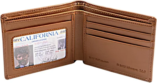 Vista 4 de Cartera plegable de cuero marrón para hombre con frase de Pulp Fiction Men's Bad Mother