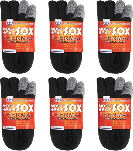 Vista 11 de Calcetines térmicos para hombre, calcetines de invierno cálidos para clima frío con temperaturas extremas A1-azul (2 pares)